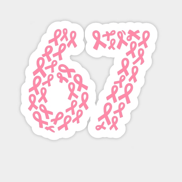 67 Meme with Breast Cancer Awareness Sticker by logiamerch